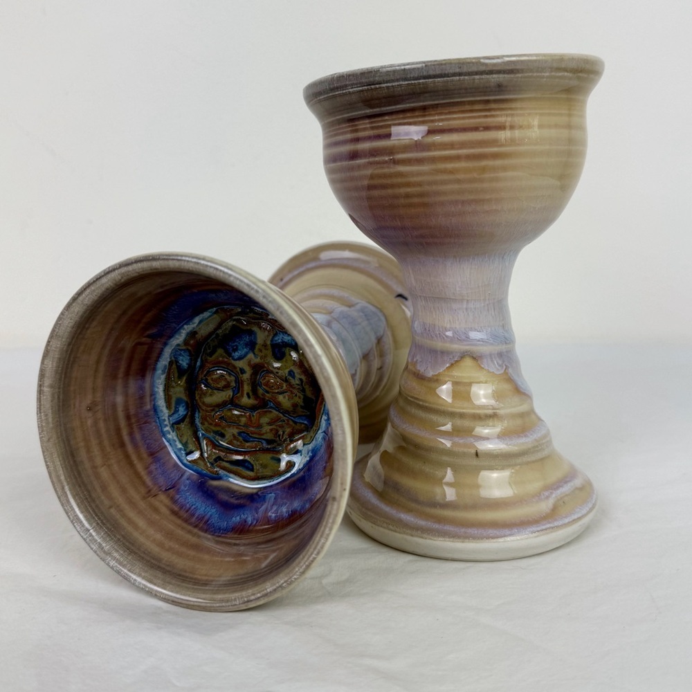 Ceramic Handmade Face Goblet Cups (set of 2)